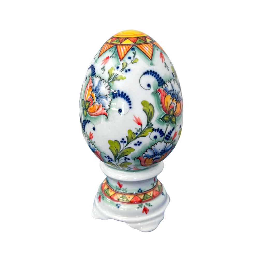 Яйцо малое Подарочное в цветной росписи Косихиной Райский сад 2 Гжельский фарфоровый завод