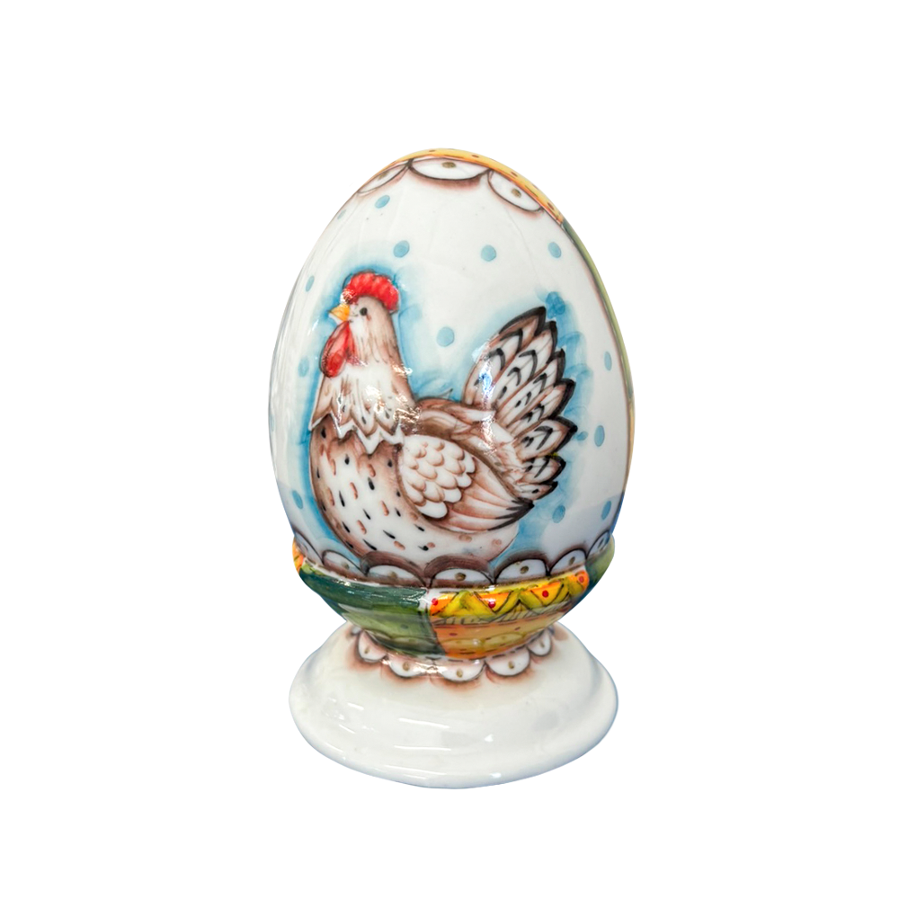 Яйцо сувенирное в росписи Косихиной с курочкой Гжельский фарфоровый завод