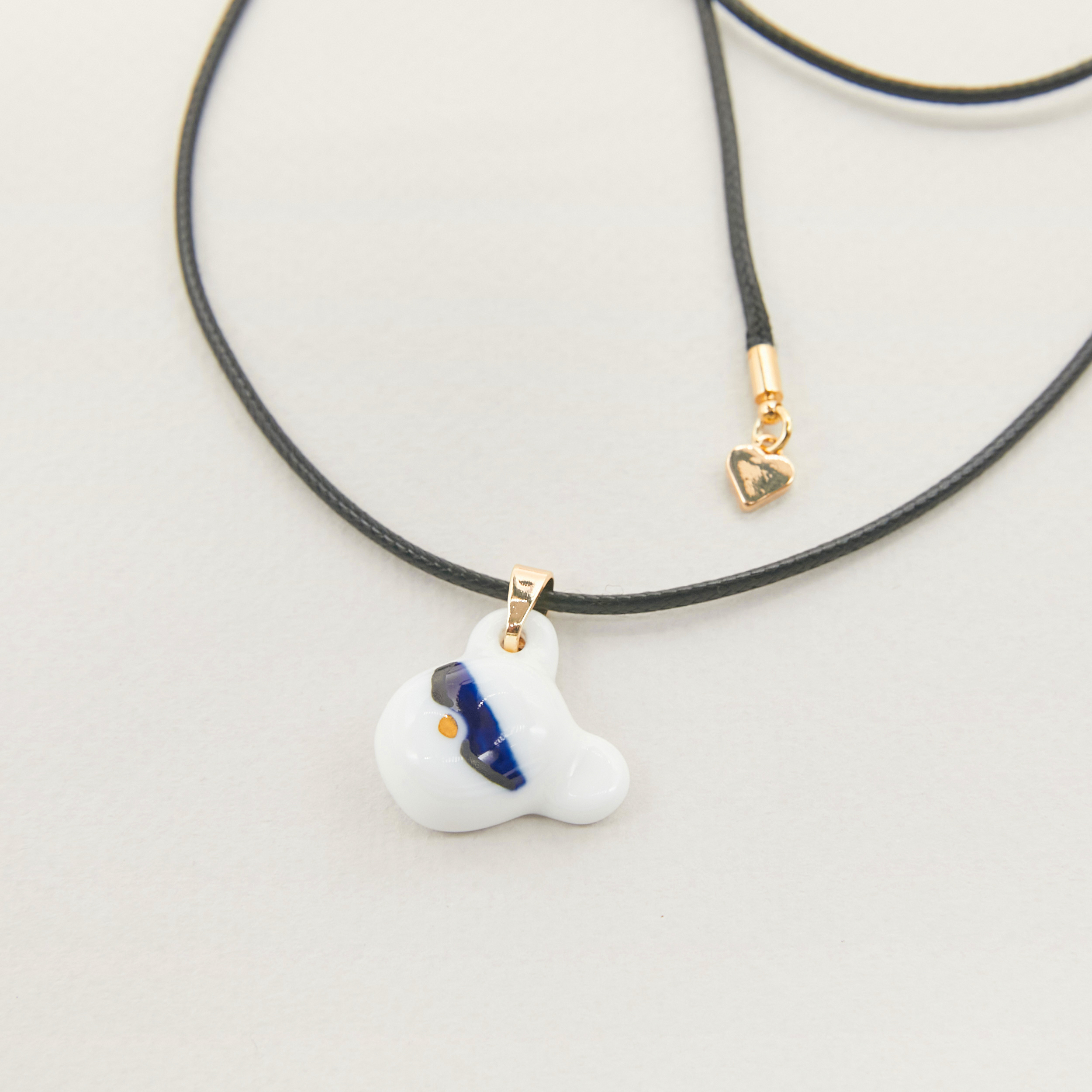 Кулон Голова Мишки роспись очки с золотом на шнурке из коллекции ГФЗ & Buylerika Ceramic