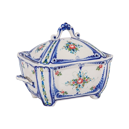 Шкатулка Сундучок (подглазурные цветные краски, кобальт) Гжельский фарфоровый завод