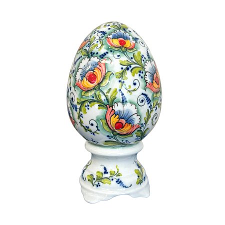 Яйцо малое Подарочное в цветной росписи Косихиной Райский сад Гжельский фарфоровый завод