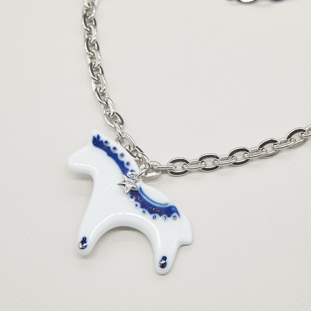 Кулон Коник роспись орнамент в платине из коллекции ГФЗ &amp;amp; Buylerika Ceramic Гжельский фарфоровый завод