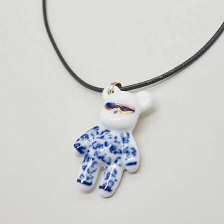 Кулон Мишка роспись леопард на шнурке в золоте из коллекции ГФЗ &amp; Buylerika Ceramic Гжельский фарфоровый завод