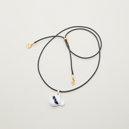 Кулон Голова Мишки роспись очки с золотом на шнурке из коллекции ГФЗ &amp; Buylerika Ceramic Гжельский фарфоровый завод