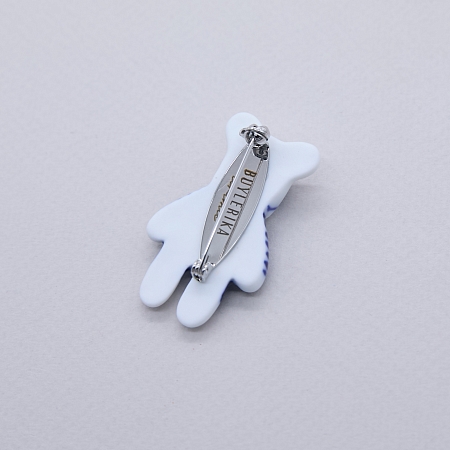 Брошь Мишка роспись пират с платиной из коллекции ГФЗ &amp; Buylerika Ceramic Гжельский фарфоровый завод