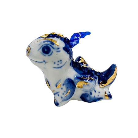 Елочная игрушка Дракончик мини с золотом Гжельский фарфоровый завод