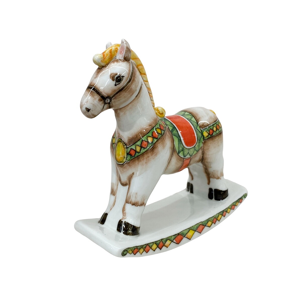 Скульптура Лошадка-Качалка в цвете Гжельский фарфоровый завод