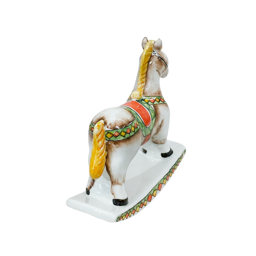 Скульптура Лошадка-Качалка в цвете Гжельский фарфоровый завод