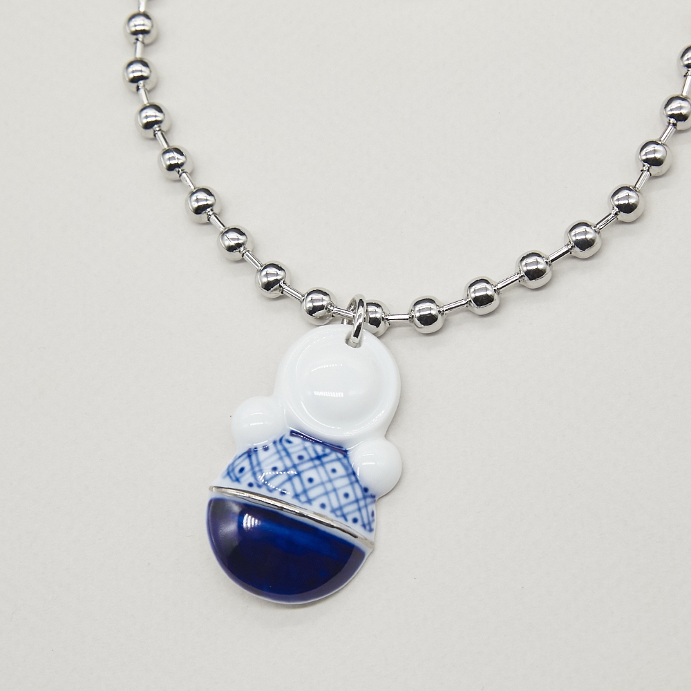 Кулон Неваляшка роспись свитер в платине из коллекции ГФЗ &amp;amp; Buylerika Ceramic Гжельский фарфоровый завод