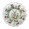 Тарелка для яиц в авторской росписи Сорокиной с зайчиком диаметр 27 см. Гжельский фарфоровый завод