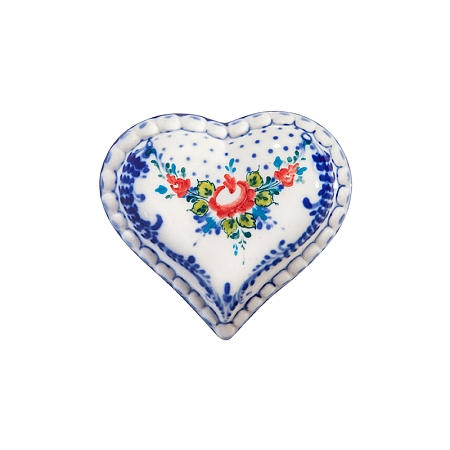 Шкатулка Сердечко (подглазурные цветные краски, кобальт) Гжельский фарфоровый завод