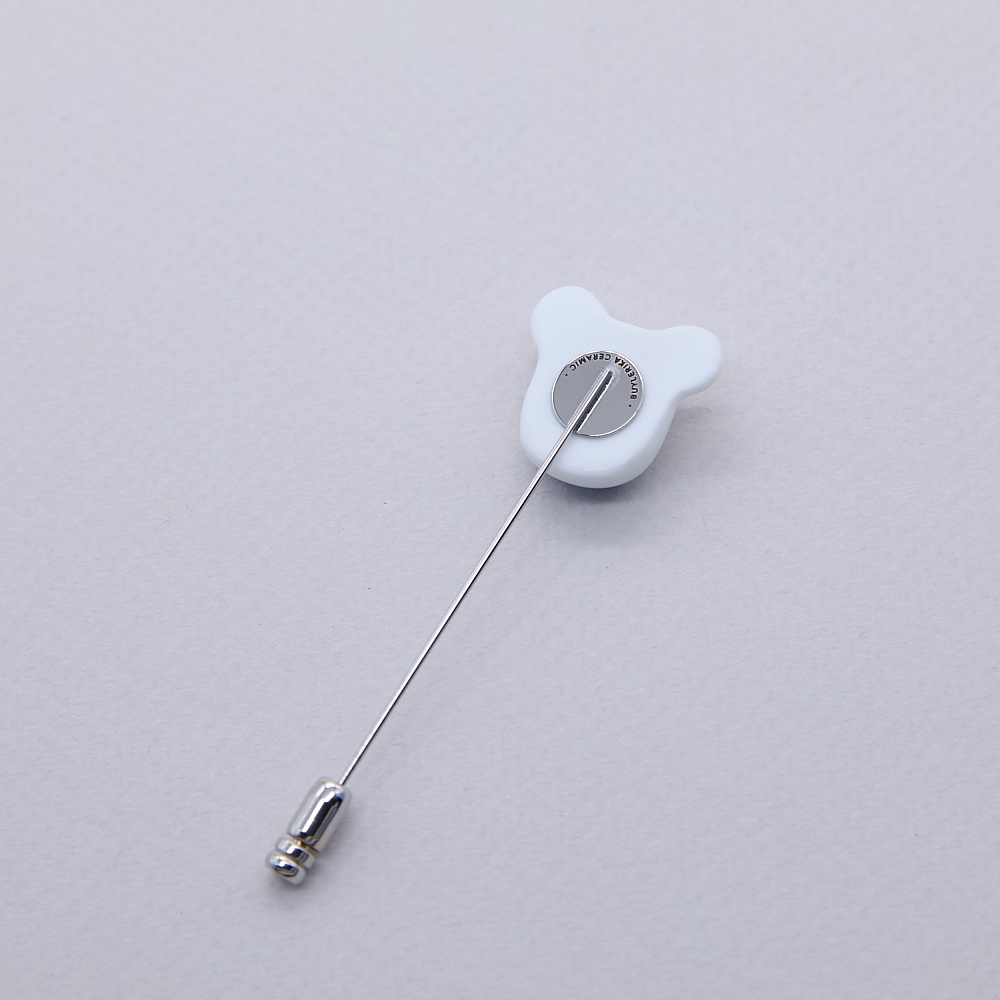 Брошь Голова мишки роспись цветок с платиной на иголке из коллекции ГФЗ &amp;amp; Buylerika Ceramic Гжельский фарфоровый завод