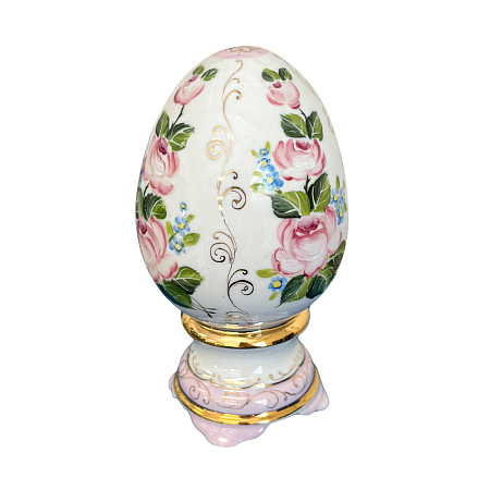 Яйцо малое Подарочное в нежной росписи Устюхиной Гжельский фарфоровый завод