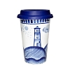 Авторский кофейный стаканчик с силиконовой крышкой №40 объем 400 мл. Гжельский фарфоровый завод
